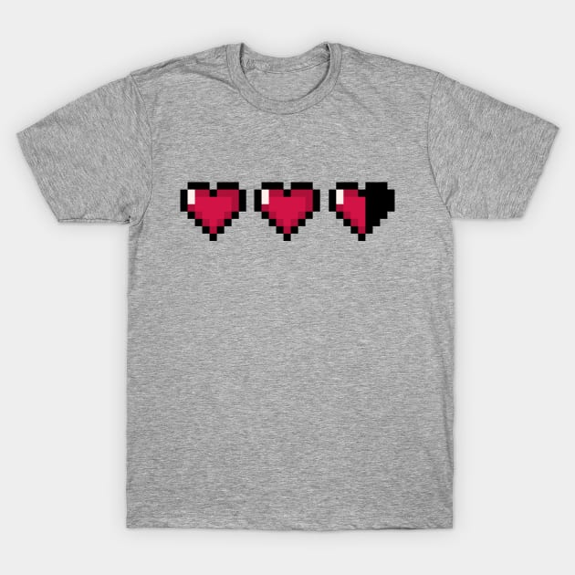 Video Game Hearts – Almost Full Health T-Shirt by ExtraMedium